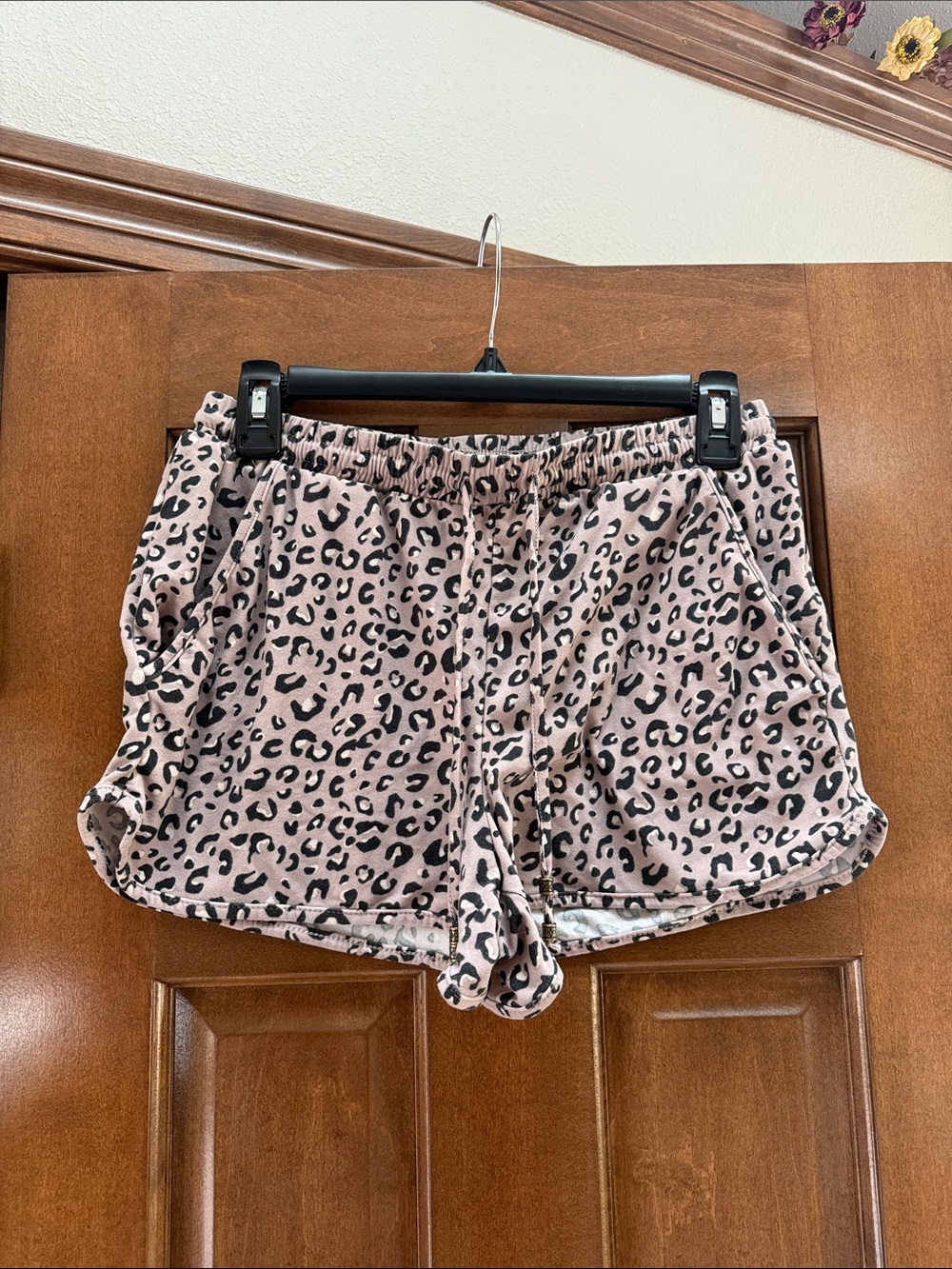 Pink Rose Pink Leopard Print Athletic Shorts